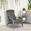 Patio Wicker Adirondack Chair, Outdoor PE Rattan Fire Pit Chair, Muskoka Chair w/ Soft Cushions, Tall Curved Backrest and Comfortable Armrests for Deck Garden, Grey