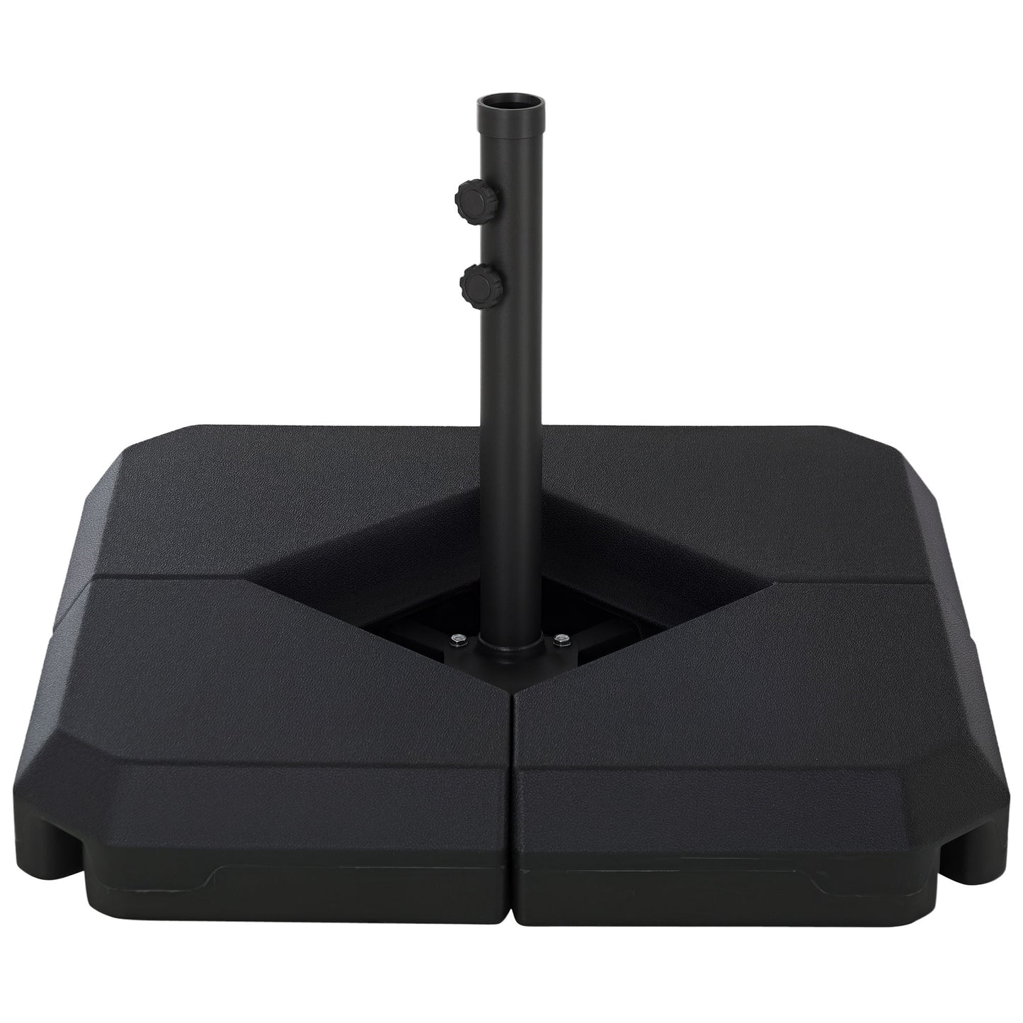 Umbrella Stand Fitting 2" Poles and Steel Base with 4 Fillable Plastic Weights, 158lbs Sand or 132lbs Water Filled, Black