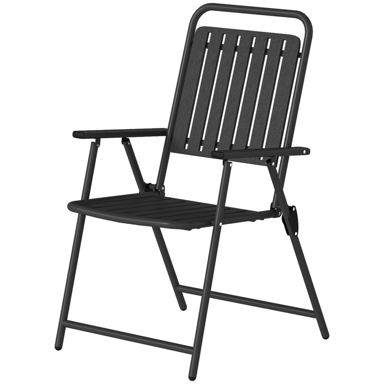 Folding Garden Dining Chairs, Slatted Seat, Set of 4