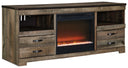 2 Pc. - 63" TV Stand with Fireplace Insert Glass/Stone