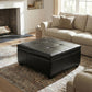 Large Square Ottoman with Upholstered PU Leather and High‑Density Foam, Modern Coffee Table with Storage, 34'' L x 34'' W x 18.5'' H, Black