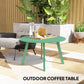 Round Outdoor Side Table, Patio Coffee Table with Metal Frame and Non-Slip Foot Pads, Green