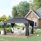 13' x 10' Patio Gazebo, Double Roof Outdoor Gazebo Canopy Shelter with Netting & Curtains, Strong Aluminum Frame, Black