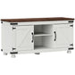 Farmhouse TV Stand with Barn Doors for 50" TV - Distressed White