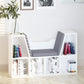 6-Cubby Bookcase with Seat Cushion, Cube Storage Shelf with Reading Nook for Home Office, Study, Grey