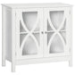 Glass Door Buffet Cabinet with Shelf - White