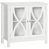 Glass Door Buffet Cabinet with Shelf - White