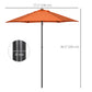 6.6FT Patio Umbrella, Outdoor Parasol with 6 Solid Ribs, Orange