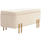 Storage Ottoman Bench, Flip-Top Bedroom Bench, 18.5 Gallons, Modern Velvet Storage Chest with Metal Legs, Beige