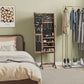 Lockable Mirror Jewelry Cabinet, Full-Length Mirror and Jewellery Storage with 3 Adjustable Angles, Rustic Brown
