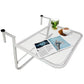 Adjustable Balcony Hanging Railing Table, Metal Mounting Mini Wall Desk Storage Rack, Outdoor Flower Stand Serving Table Rectangle, White