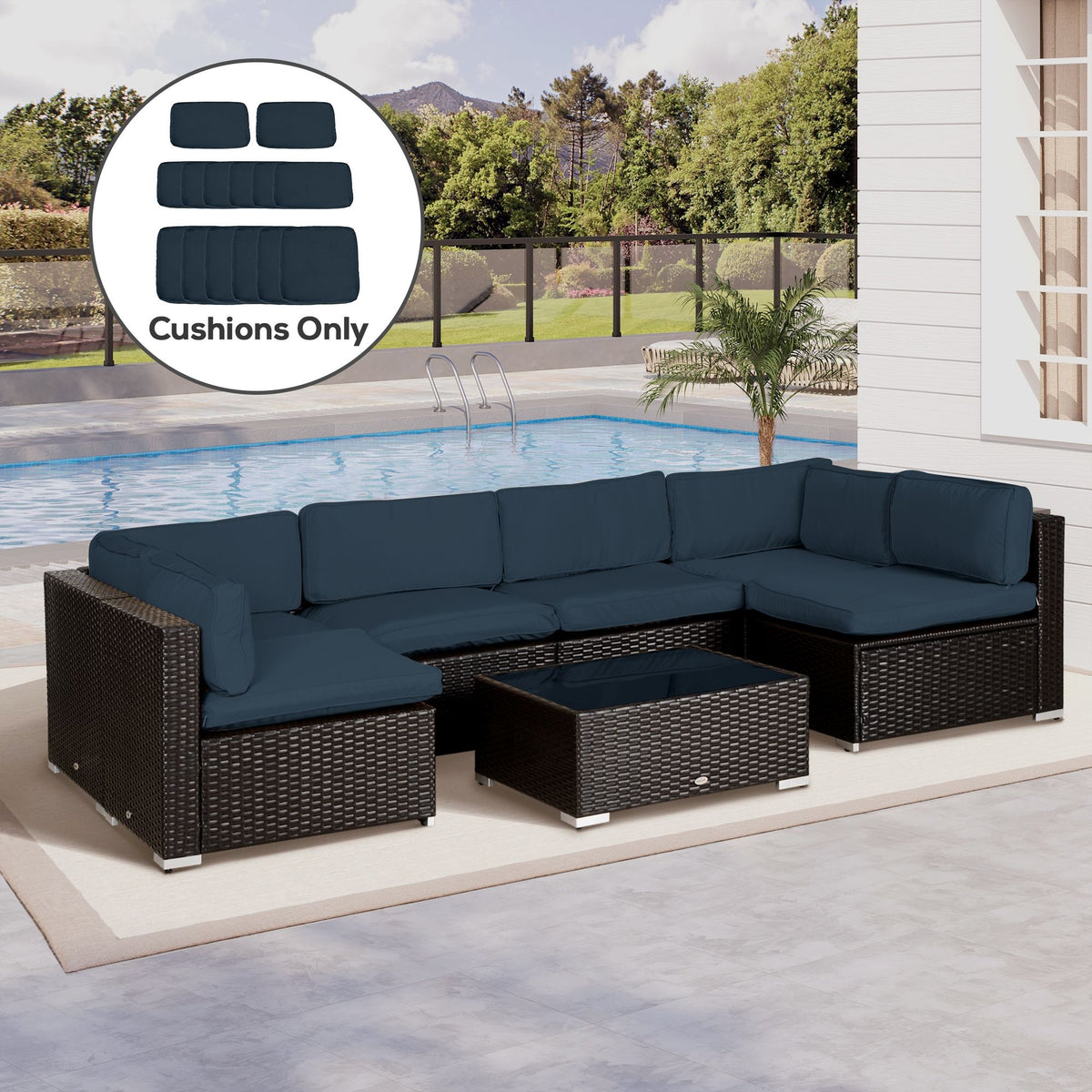 Outdoor Patio Rattan Sofa Set Cushion Polyester Cover Replacement- No Cushion Included
