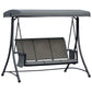 3 Person Porch Swing Outdoor Swing Chair with High Back Design, Side Pouches and Adjustable Canopy, Dark Grey