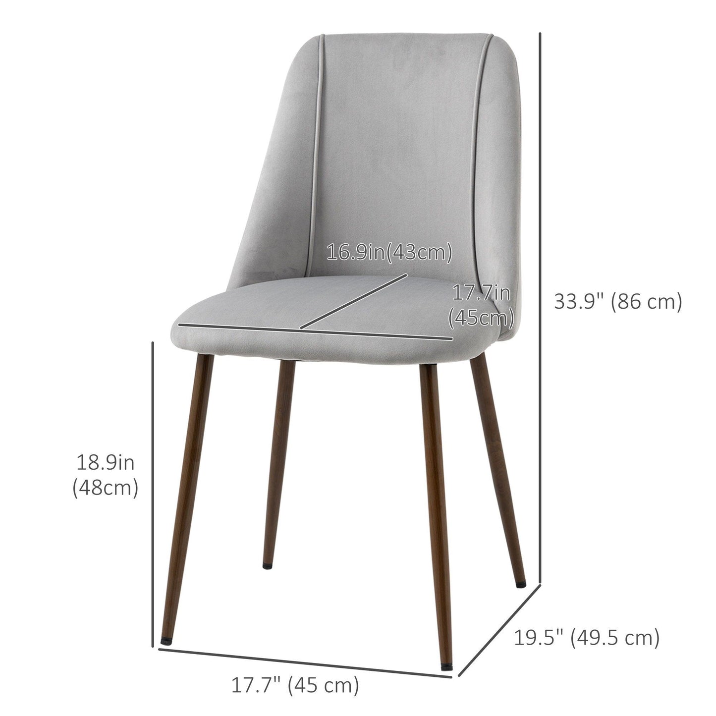 Velvet Dining Chairs Set of 4 - Grey