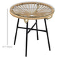 Rattan Side Table, Round Outdoor Table, with Round PE Rattan and Tempered Glass Table Top for Patio, Garden, Beige
