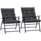 Set of 2 Outdoor Folding Chairs with Adjustable Backrest, Padded Camping Chairs for Outdoor Events, Grey