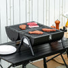 Outdoor Charcoal BBQ Grill, Tabletop Folding Barbecue Grill with Handle, 17.3