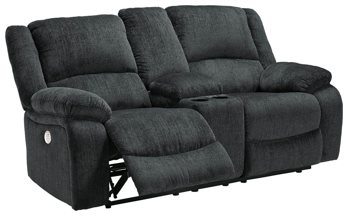Draycoll - Slate - Dbl Reclining Power Loveseat W/Console - Fabric - Forward Furniture
