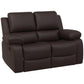 Leather Reclining Loveseat with Footrest - Brown