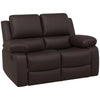 Leather Reclining Loveseat with Footrest - Brown