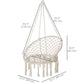 Patio Hammock Chair, Hanging Rope Hammock Swing for Indoor & Outdoor Use with Backrest, Cotton-Polyester Blend, Fringe Tassels, Cream White