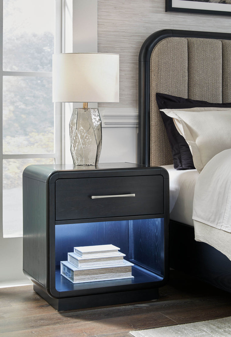 Rowanbeck - Black - One Drawer Night Stand - Forward Furniture