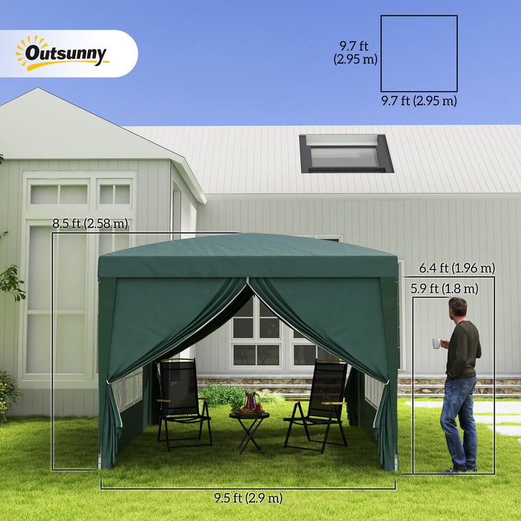10' x 10' Dark Green Pop-Up Party Tent Gazebo with Carry Bag