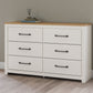 Linnocreek - White / Warm Brown - Six Drawer Dresser