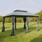 13'L x 10'W x 8.7'H Patio Gazebo Outdoor 2-Tiers Garden Canopy Yard Sunshade Shelter with Curtains, Grey