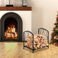 16" Heavy Duty Metal Fireplace Log Holder, Firewood Rack Outdoor for Fireplace Storage, Black