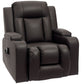 Swivel Massage Recliner Chair Rocker, Overstuffed Manual Reclining Sofa, PU Leather Rocking Chair with Side Pockets, Cup Holders, for Living Room, Nursery, Brown