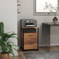 Vertical Filing Cabinet with Wheels, 26.2" Tall File Cabinet with 2 Drawers, Open Shelf, Hanging Bars for Letter and A4, Industrial Home Office Printer Stand, Rustic Brown
