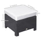 Patio Rattan Ottoman, Outdoor Wicker Footrest with Soft Cushion, Metal Frame for Backyard, Garden, and Poolside, White