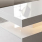 LED Coffee Table with Storage, 2-Tier Modern Center Table with 2 Drawers for Living Room, High Gloss White