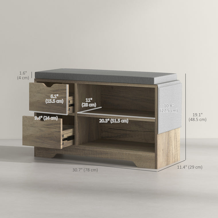 Upholstered Shoe Storage Bench with Drawer