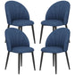 Modern Dining Chairs Set of 4, Upholstered Dining Room Chairs with Metal Legs, Shell Backrest, Padded Seat, Blue