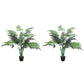 4FT Artificial Palm Tree Set of 2, Fake Tropical Tree with Lifelike Leaves, Faux Plant in Pot for Indoor Decoration, Green
