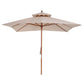 10x10ft Wood Square Patio Umbrella Garden Market Parasol Sunshade Canopy with 2 Pulley Pagoda Style, Khaki
