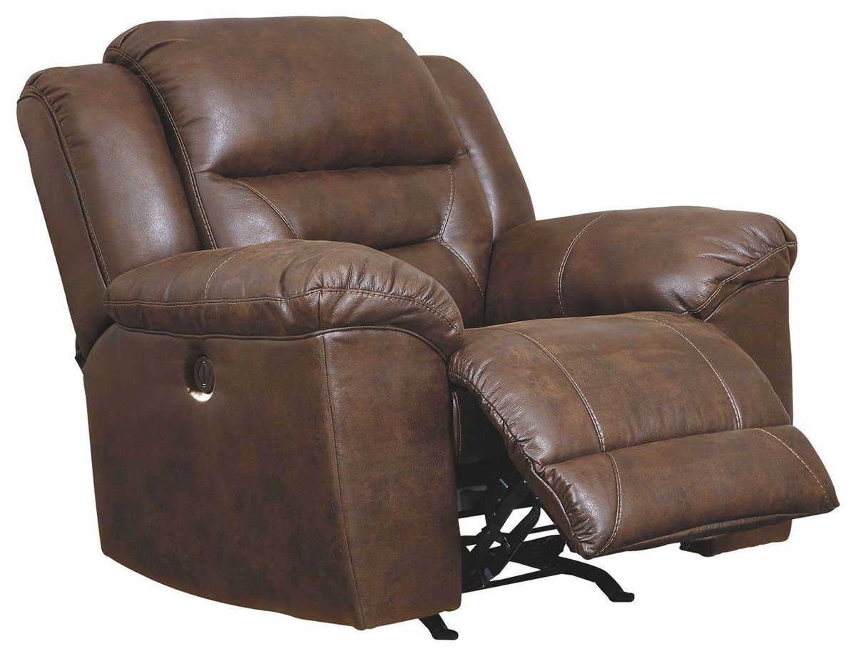 Stoneland - Chocolate - Power Rocker Recliner - Faux Leather - Forward Furniture