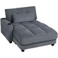 58" Chaise Lounge Indoor, Oversized Corduroy Sofa Bed with 2 Cup Holders, Pillow, Deep Seat Sleeper Couch, Dark Grey