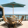 8FT Wood Market Umbrella Patio Umbrella Round Garden Parasol Canopy with Bamboo Ribs and Top Vent, Dark Green