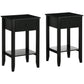 2-Tier End Tables Set of 2 with Drawer - Black