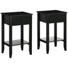 2-Tier End Tables Set of 2 with Drawer - Black