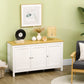 Sideboard Buffet Cabinet with Doors - White and Natural