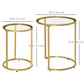 Set of 2 Round Nesting Coffee Tables with Glass Top - Gold