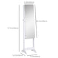 Freestanding Mirror Jewelry Cabinet Armoire, LED Lighted Jewelry Organizer with Stand, Angle Adjustable, White