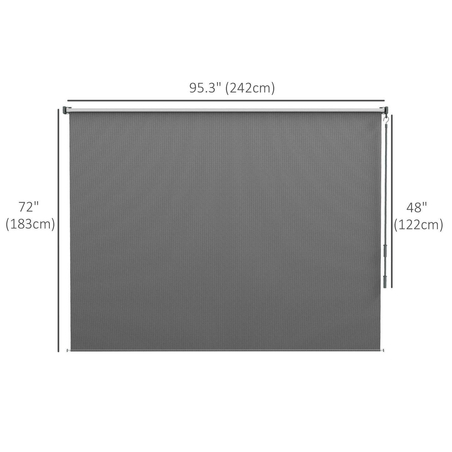 8' x 6' Patio Door Blinds, Outdoor Roller Shades, Cordless Roll Up Shade for Porch Gazebo, Light Grey