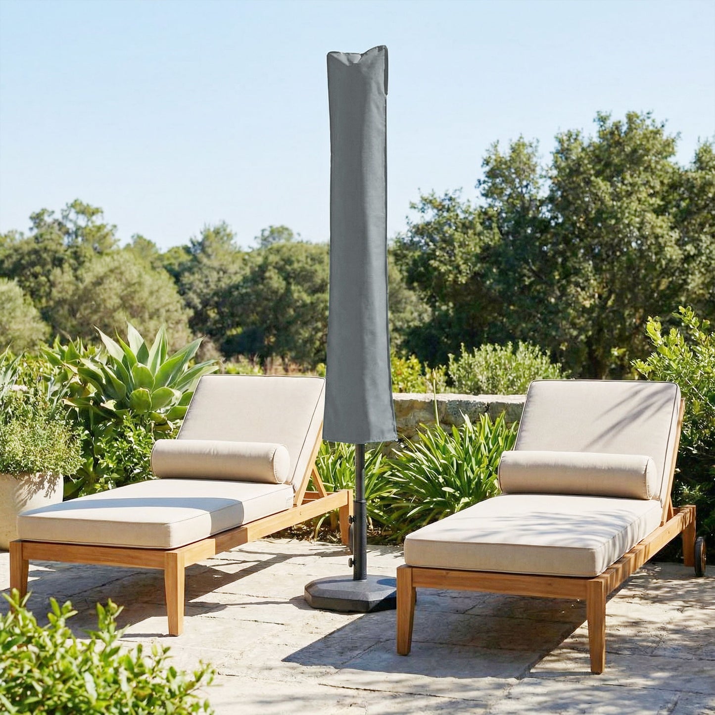Parasol Cover, Patio Cantilever Cover, Banana Umbrella Cover with Zipper, Grey