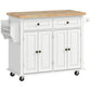 Rolling Kitchen Island Cart with Spice Rack - Grey