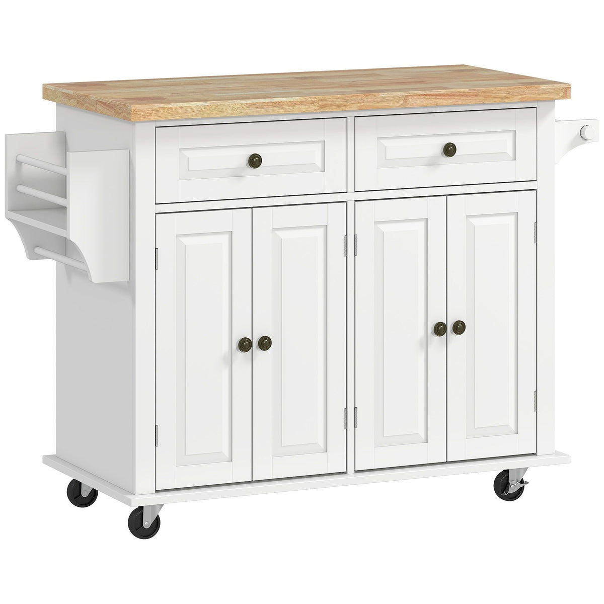 Rolling Kitchen Island Cart with Spice Rack - Grey